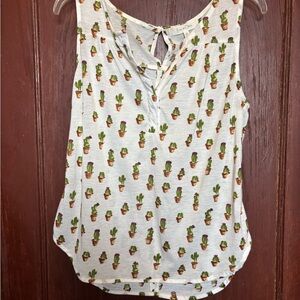 Eden & Olivia Cream Sleeveless Top with Cactus Print